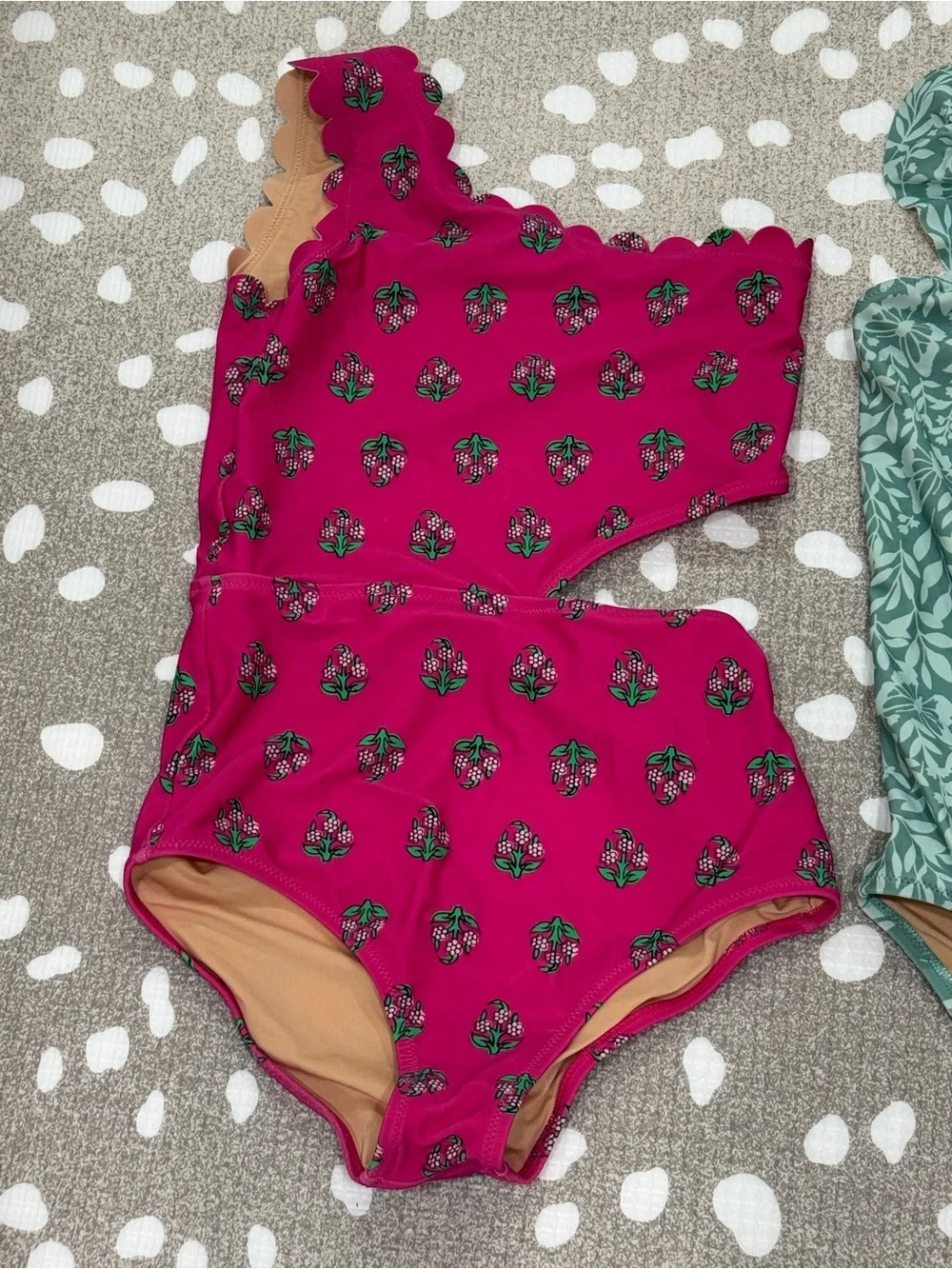Bundle Crewcuts one piece swimsuit sage ruffle girl block print floral scalloped